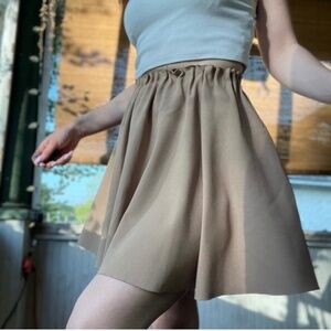 Zara Basic beige gathered waist skirt, size S